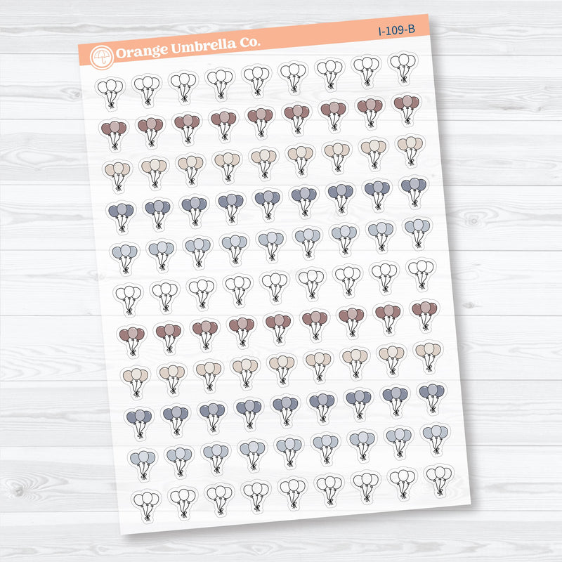 Birthday Celebration Balloon Icon Clear Matte Planner Stickers | Party & Event Planner Sticker | I-109-CM