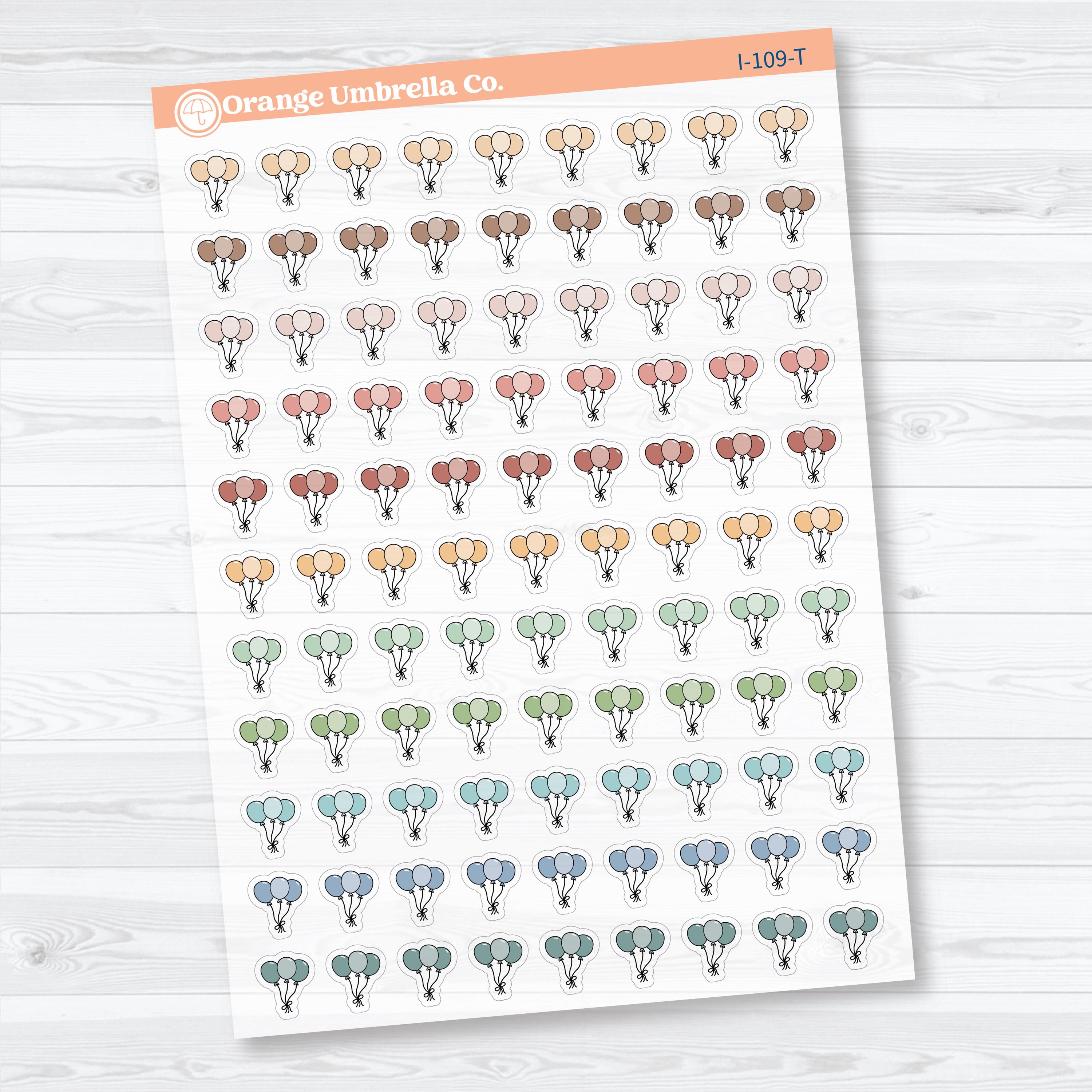 Birthday Celebration Balloon Icon Clear Matte Planner Stickers | Party & Event Planner Sticker | I-109-CM