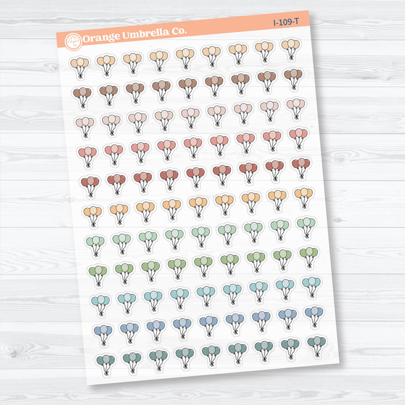Birthday Celebration Balloon Icon Clear Matte Planner Stickers | Party & Event Planner Sticker | I-109-CM