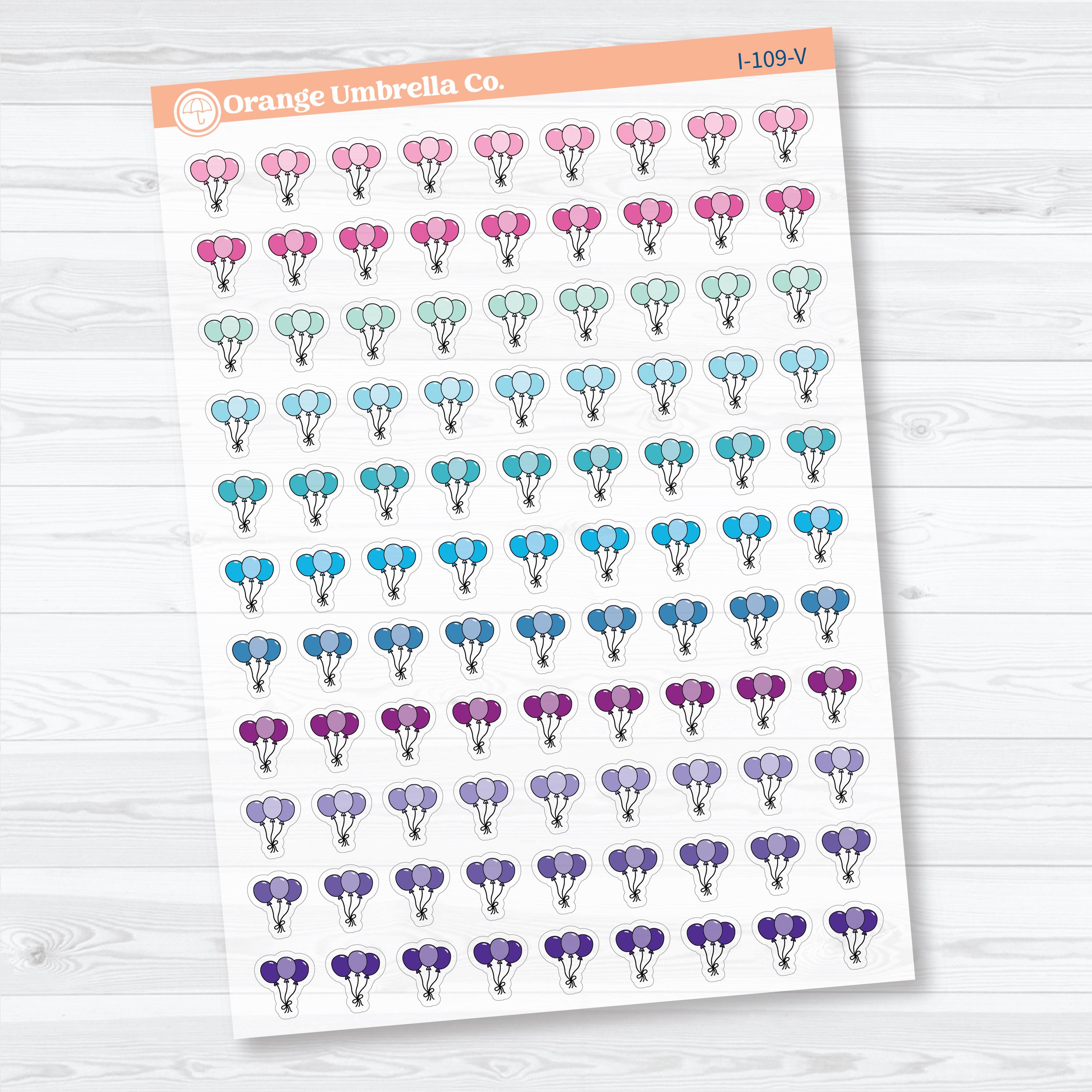 Birthday Celebration Balloon Icon Clear Matte Planner Stickers | Party & Event Planner Sticker | I-109-CM