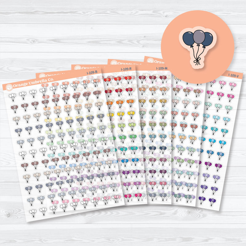 Birthday Celebration Balloon Icon Clear Matte Planner Stickers | Party & Event Planner Sticker | I-109-CM