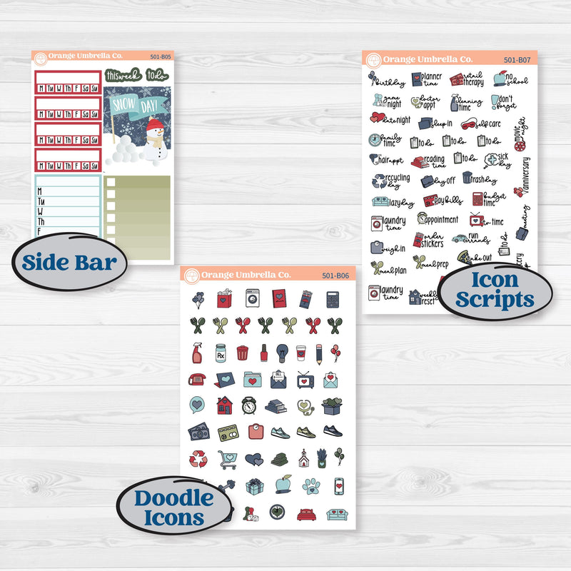 Winter Snowflake Kit | Weekly Add-On Planner Kit Stickers | Snow Problem | KIT-501-B