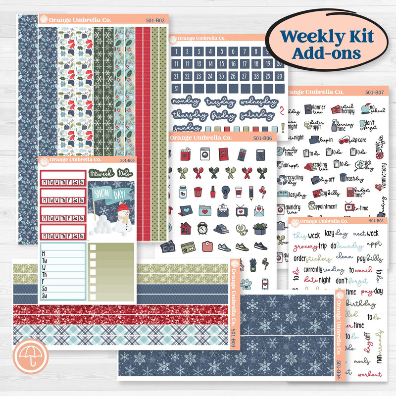 Winter Snowflake Kit | Weekly Add-On Planner Kit Stickers | Snow Problem | KIT-501-B