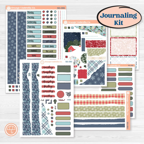 Winter Snowflake Kit | Journaling or Scrapbooking Kit | Creative Junk Journal Planner Stickers | Snow Problem | KIT-501-D
