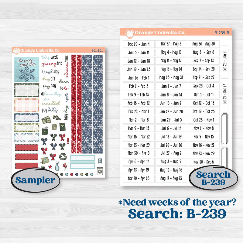 Winter Snowflake Kit | Hobonichi Cousin Weekly & Daily Planner Kit Stickers | Snow Problem | KIT-501-E