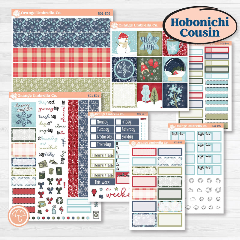 Winter Snowflake Kit | Hobonichi Cousin Weekly & Daily Planner Kit Stickers | Snow Problem | KIT-501-E