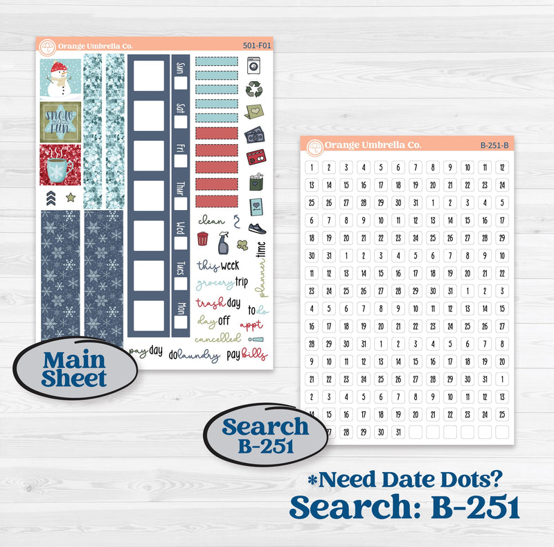 Winter Snowflake Kit | Hobonichi Weeks Weekly Planner Kit Stickers | Snow Problem | KIT-501-F