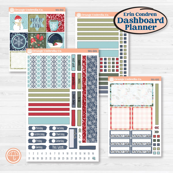 Winter Snowflake Kit | Erin Condren Weekly Dashboard Planner Kit Stickers | Snow Problem | KIT-501-G