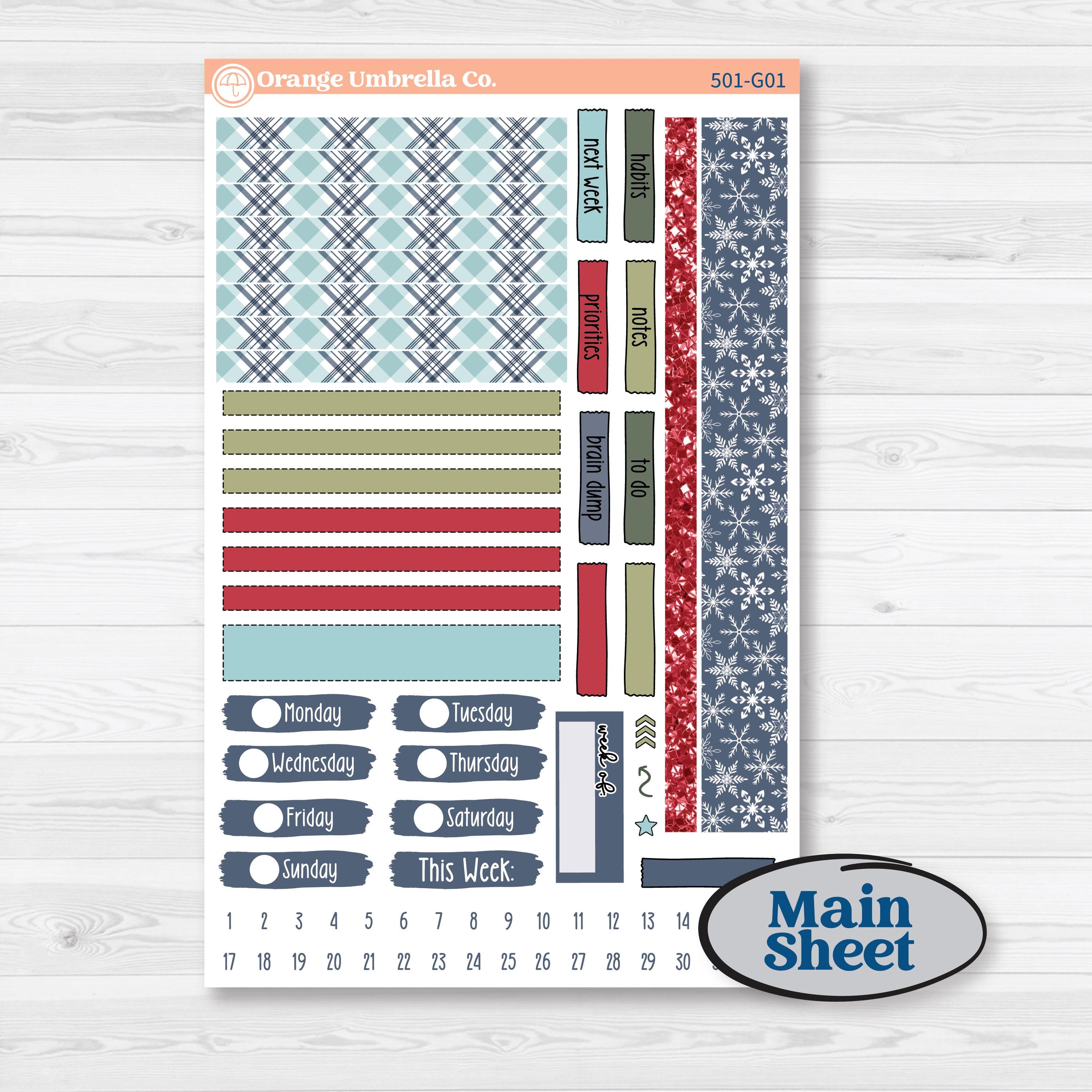 Winter Snowflake Kit | Erin Condren Weekly Dashboard Planner Kit Stickers | Snow Problem | KIT-501-G