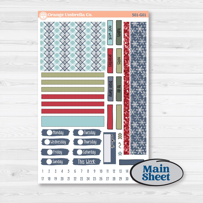 Winter Snowflake Kit | Erin Condren Weekly Dashboard Planner Kit Stickers | Snow Problem | KIT-501-G
