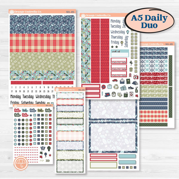 Winter Snowflake Kit | A5 Daily Duo Planner Kit Stickers | Snow Problem | KIT-501-J