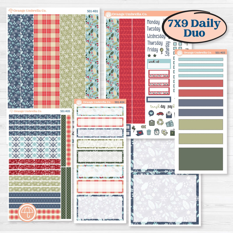 Winter Snowflake Kit | 7x9 Erin Condren Daily Duo Planner Kit Stickers | Snow Problem | KIT-501-K