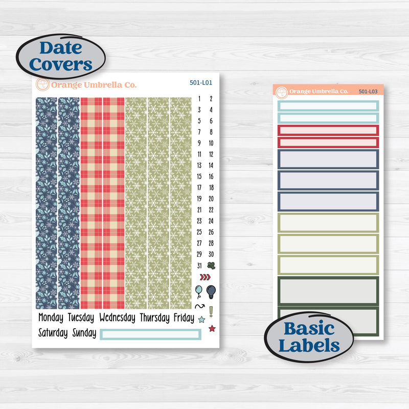 Winter Snowflake Kit | 7x9 Plum Daily Planner Kit Stickers | Snow Problem | KIT-501-L