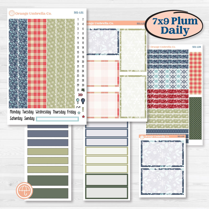 Winter Snowflake Kit | 7x9 Plum Daily Planner Kit Stickers | Snow Problem | KIT-501-L