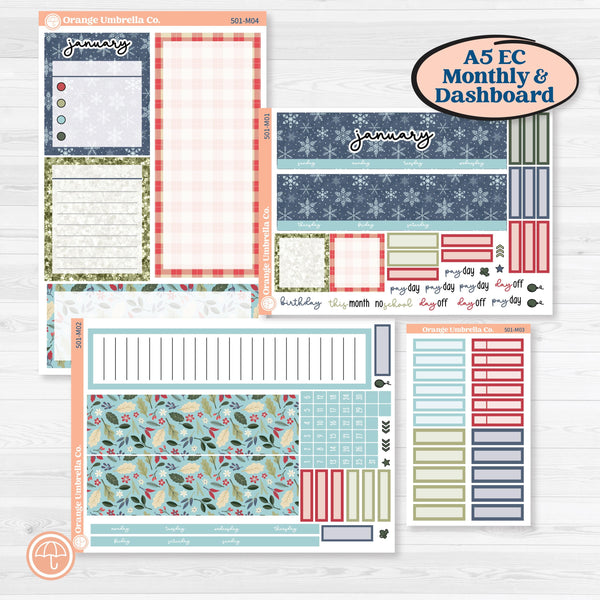 Winter Snowflake Kit | A5 Erin Condren Monthly & Dashboard Sticker Kit | Snow Problem | KIT-501-M