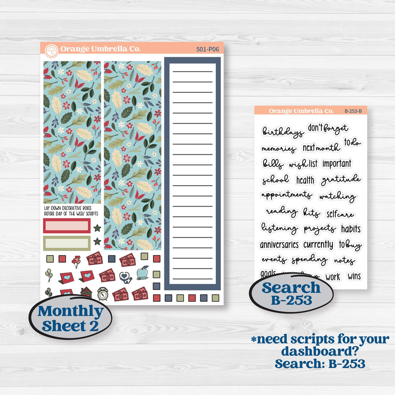 Winter Snowflake Kit | A5 Plum Monthly & Dashboard Planner Kit Stickers | Snow Problem | KIT-501-P