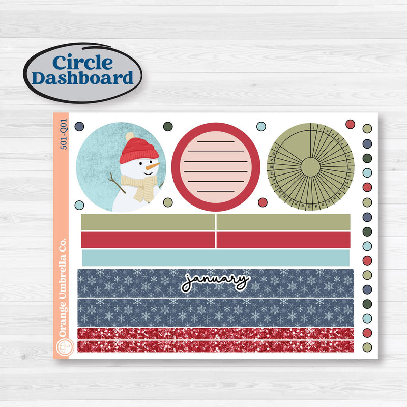 Winter Snowflake Kit | 7x9 Plum Monthly & Dashboard Planner Kit Stickers | Snow Problem | KIT-501-Q