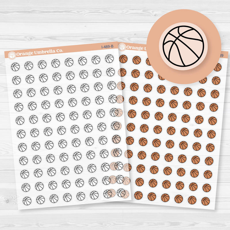Hand Doodled Basketball Icon Planner Stickers | Clear Matte | I-489-BCM