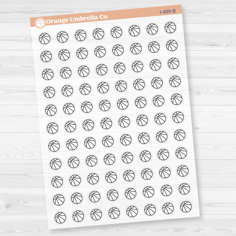 Hand Doodled Basketball Icon Planner Stickers | Clear Matte | I-489-BCM
