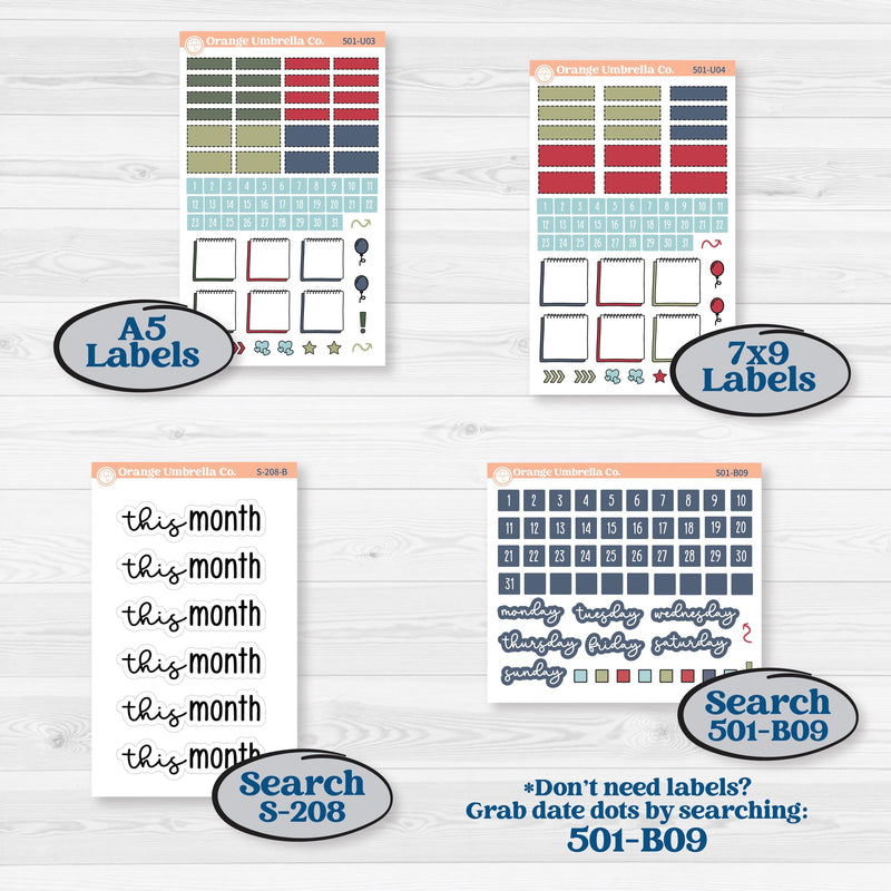 Winter Snowflake Kit | A5 or 7x9 Create Your Own Monthly Universal | Monthly & Reading Log Sticker Kit | Snow Problem | KIT-501-U