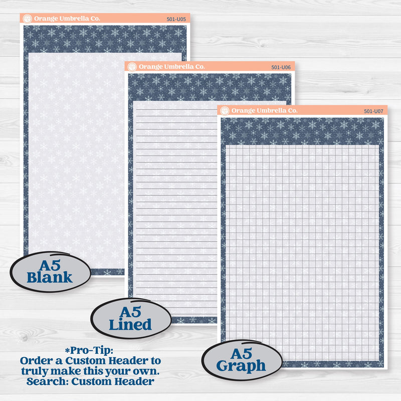 Winter Snowflake Kit | A5 or 7x9 Create Your Own Monthly Universal | Monthly & Reading Log Sticker Kit | Snow Problem | KIT-501-U