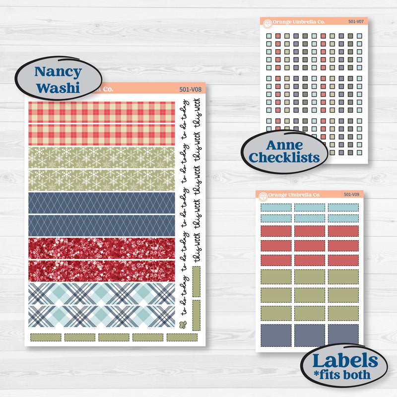 Winter Snowflake Kit | Laurel Denise Nancy Large & Anne Large Planner Kit Stickers | Snow Problem | KIT-501-V