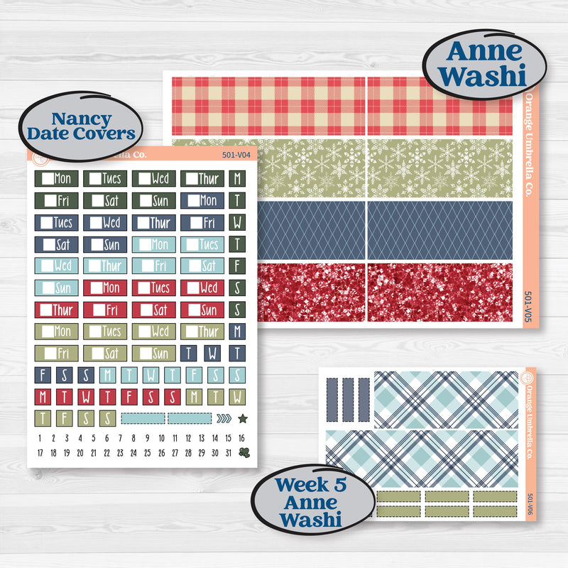 Winter Snowflake Kit | Laurel Denise Nancy Large & Anne Large Planner Kit Stickers | Snow Problem | KIT-501-V