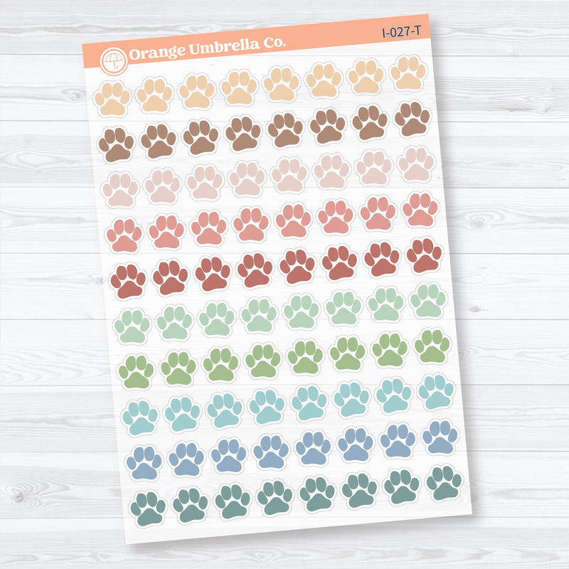 Paw Print Icon Stickers | Small Pet Care Planner Stickers | Clear Matte | I-027-CM