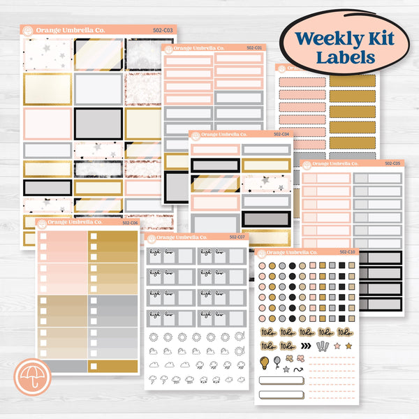 New Year’s Day Kit | Weekly Add-On Labels Planner Kit Stickers | All That Glitters | KIT-502-C