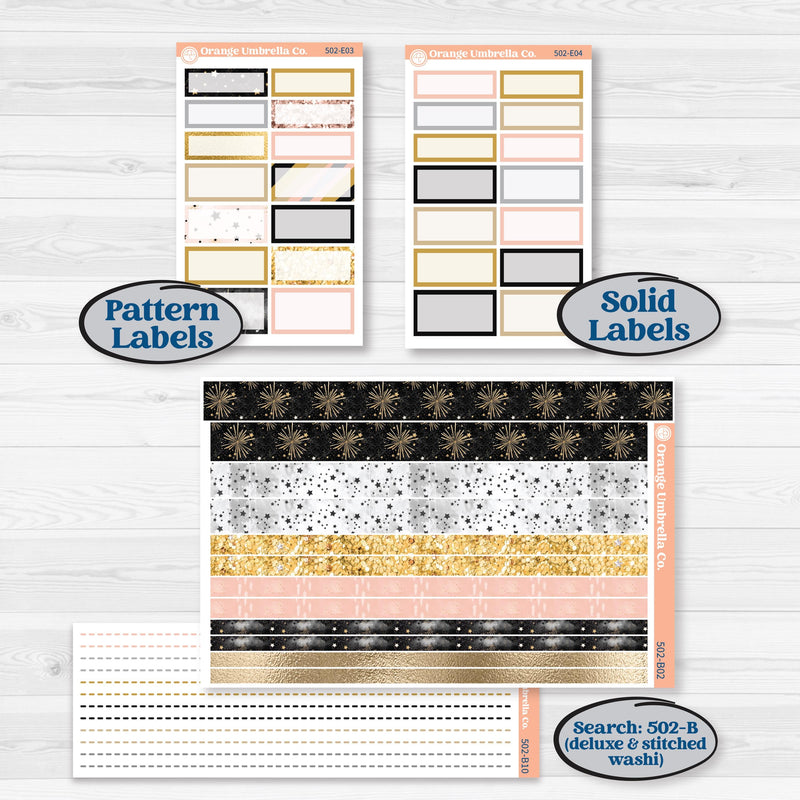 New Year’s Day Kit | Hobonichi Cousin Weekly & Daily Planner Kit Stickers | All That Glitters | KIT-502-E