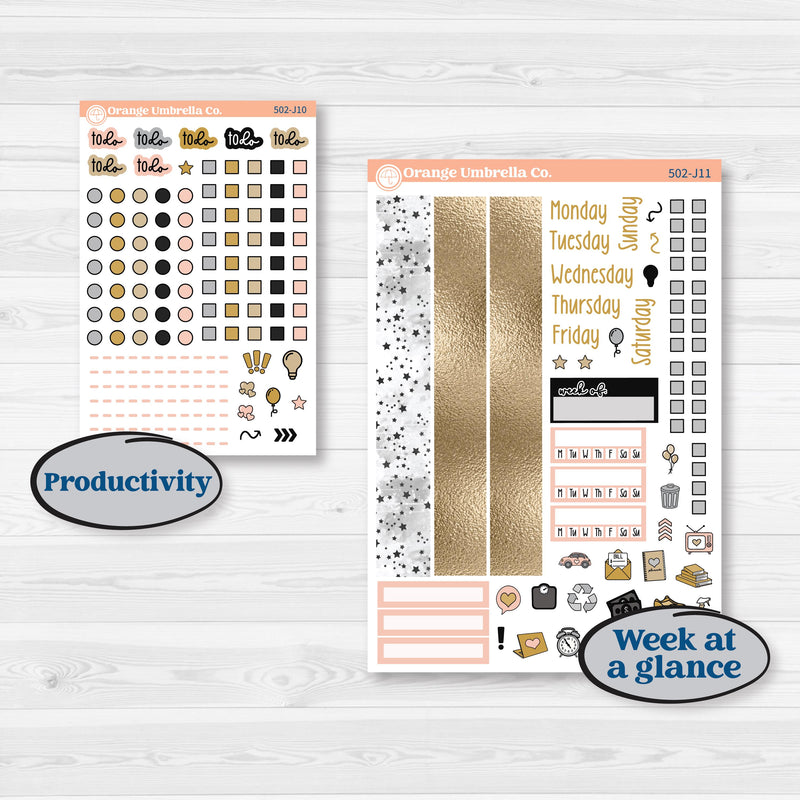 New Year’s Day Kit | A5 Daily Duo Planner Kit Stickers | All That Glitters | KIT-502-J