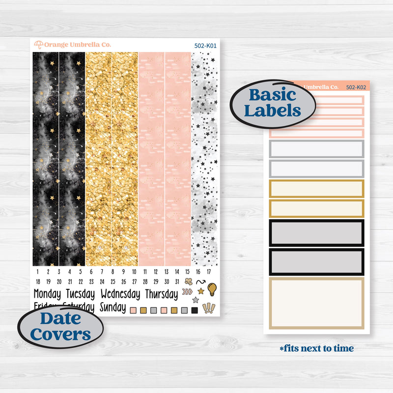 New Year’s Day Kit | 7x9 Erin Condren Daily Duo Planner Kit Stickers | All That Glitters | KIT-502-K