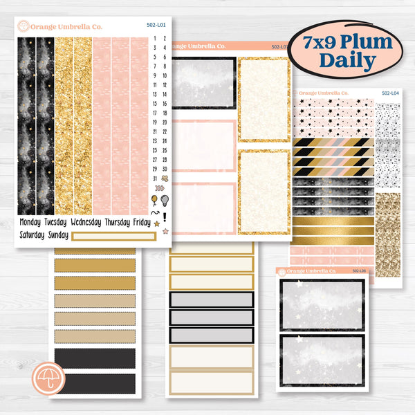 New Year’s Day Kit | 7x9 Plum Daily Planner Kit Stickers | All That Glitters | KIT-502-L
