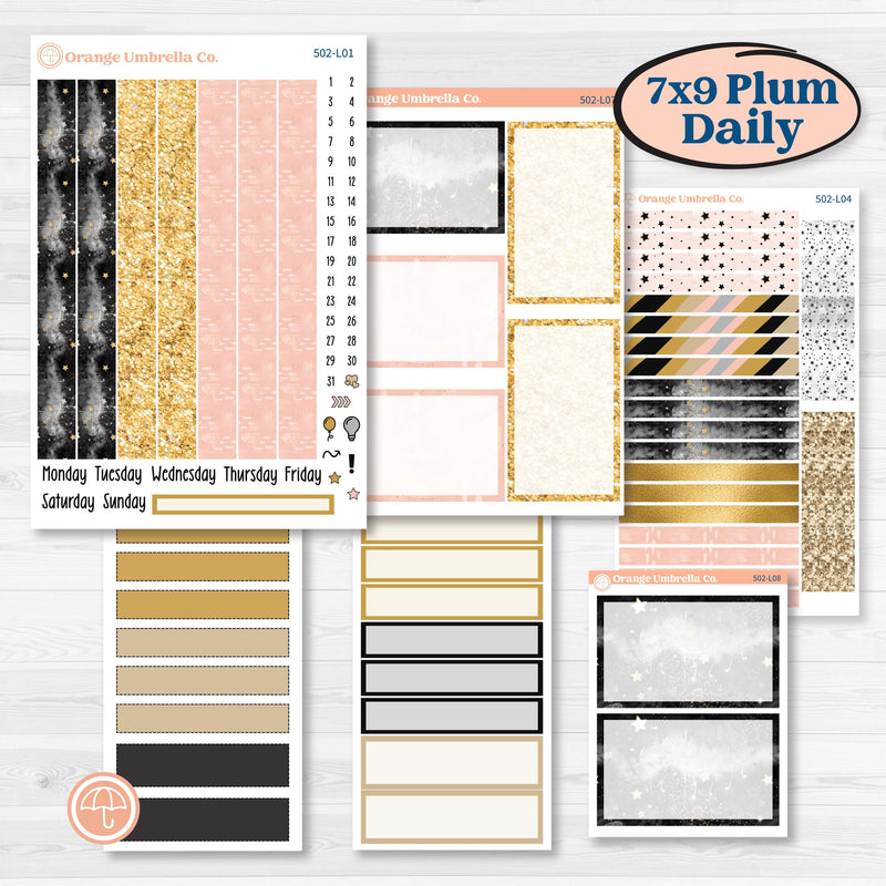 New Year’s Day Kit | 7x9 Plum Daily Planner Kit Stickers | All That Glitters | KIT-502-L