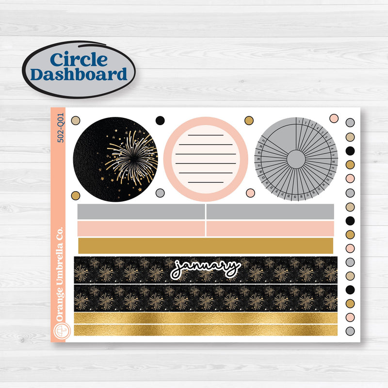 New Year’s Day Kit | 7x9 Plum Monthly & Dashboard Planner Kit Stickers | All That Glitters | KIT-502-Q