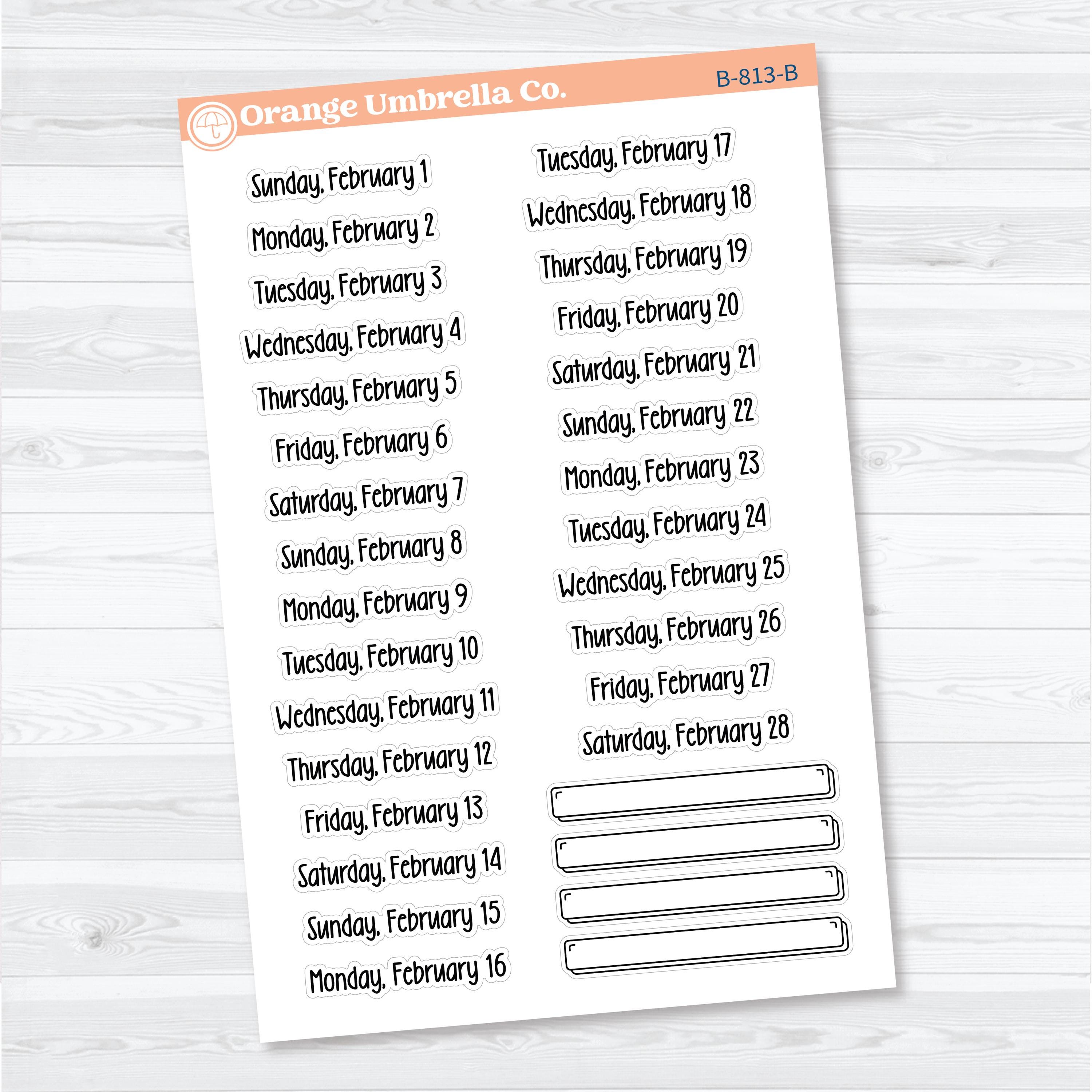 2026 Dates of the Month Planner Stickers | F18 Print | January–June | B-812–817-B