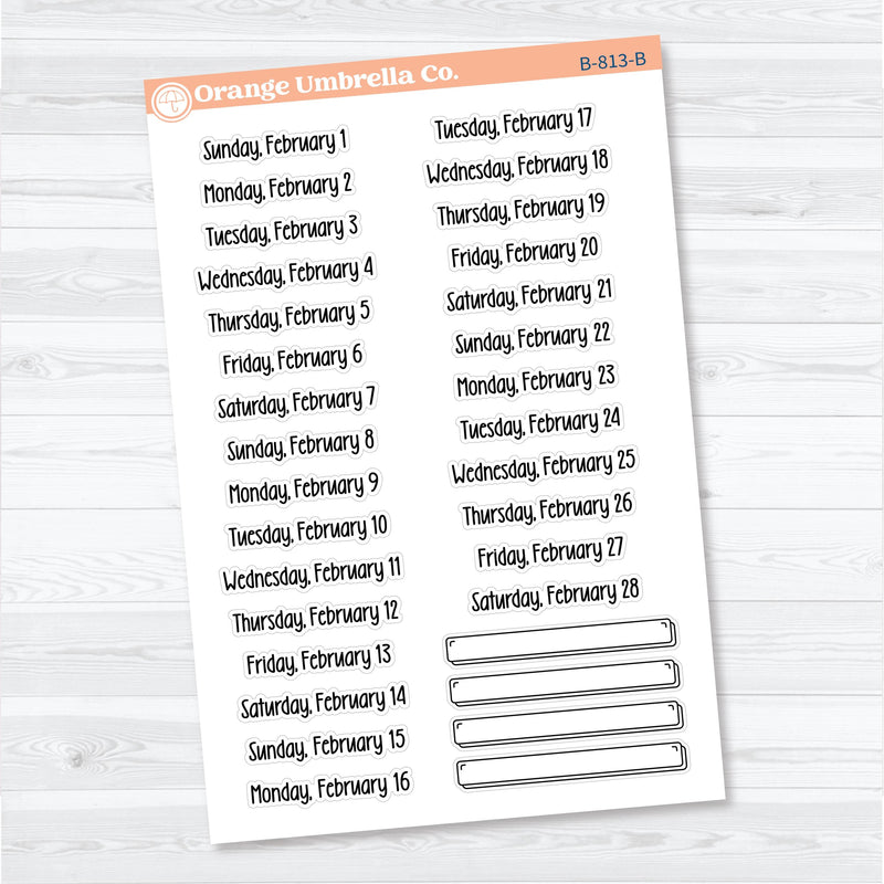 2026 Dates of the Month Planner Stickers | F18 Print | January–June | B-812–817-B
