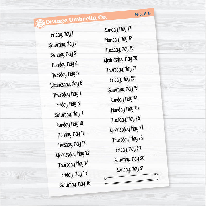 2026 Dates of the Month | F18 Print | Jan–June | B-812–817-BCM