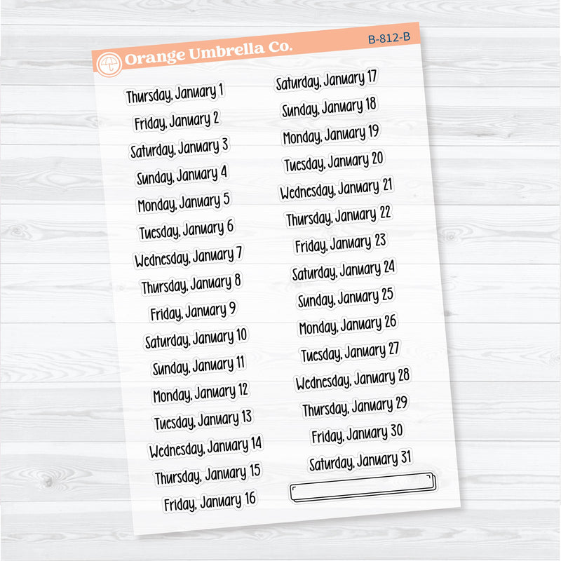 2026 Dates of the Month | F18 Print | Jan–June | B-812–817-BCM