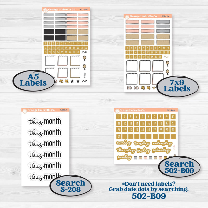 New Year’s Day Kit | A5 or 7x9 Create Your Own Monthly or Dashboard | Monthly & Reading Log Sticker Kit | All That Glitters | KIT-502-U