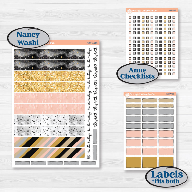 New Year’s Day Kit | Laurel Denise Nancy Large & Anne Large Planner Kit Stickers | All That Glitters | KIT-502-V