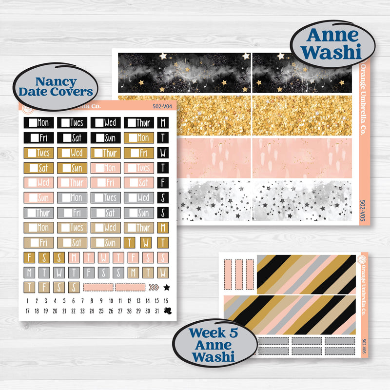 New Year’s Day Kit | Laurel Denise Nancy Large & Anne Large Planner Kit Stickers | All That Glitters | KIT-502-V