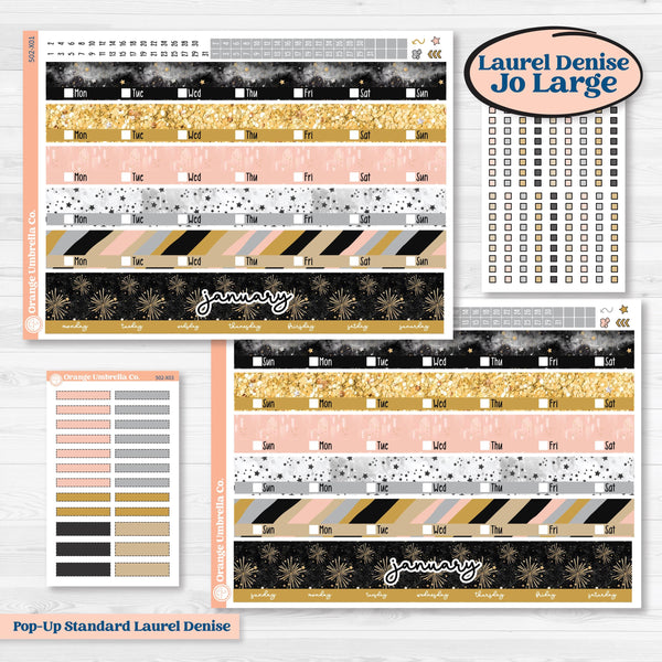 New Year’s Day Kit | Laurel Denise Jo Large Planner Kit Stickers | All That Glitters | KIT-502-X