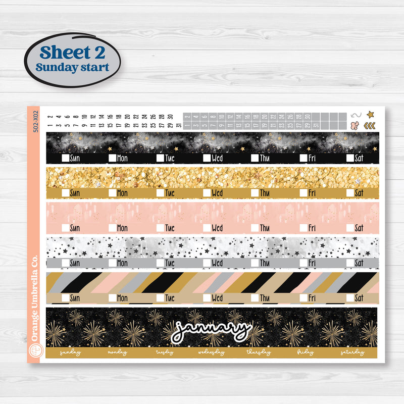 New Year’s Day Kit | Laurel Denise Jo Large Planner Kit Stickers | All That Glitters | KIT-502-X