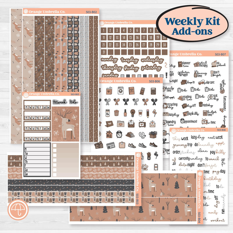 Neutral Woodland Kit | Weekly Add-On Planner Kit Stickers | Whispers of Hope | KIT-503-B
