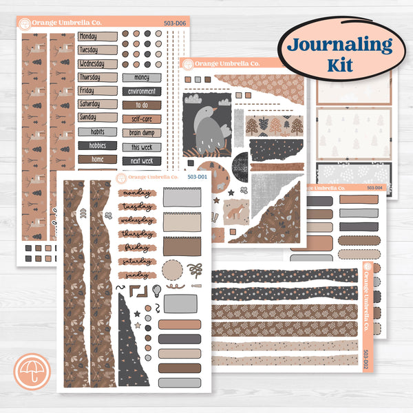 Neutral Woodland Kit | Journaling or Scrapbooking Kit | Creative Junk Journal Planner Stickers | Whispers of Hope | KIT-503-D