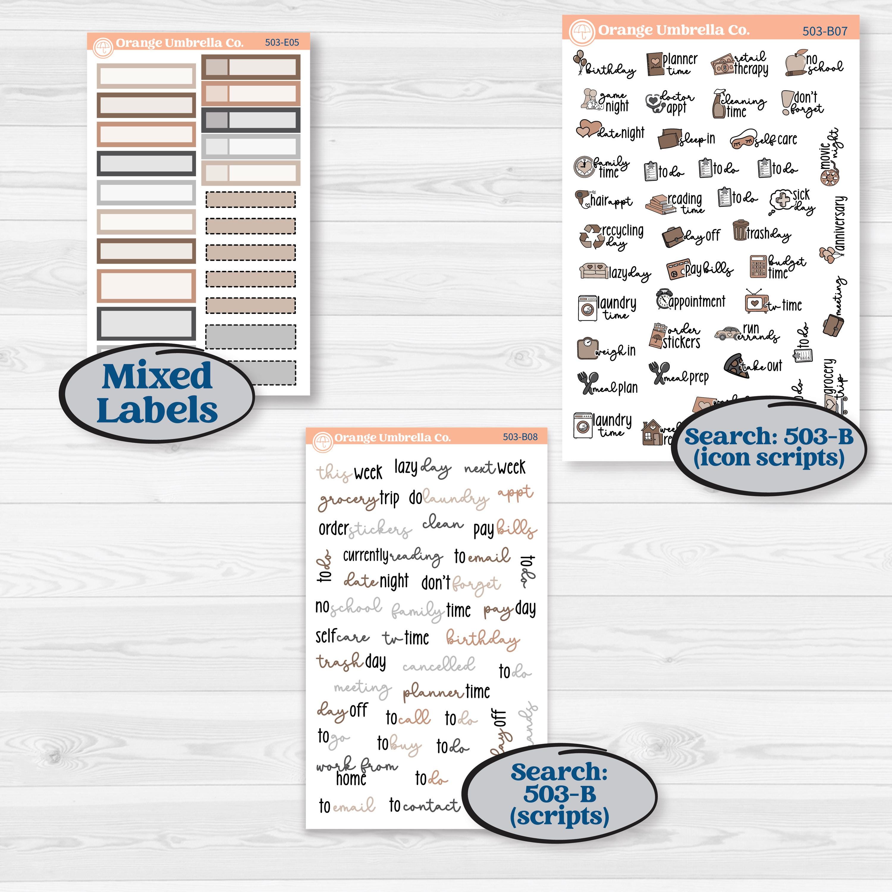 Neutral Woodland Kit | Hobonichi Cousin Weekly & Daily Planner Kit Stickers | Whispers of Hope | KIT-503-E