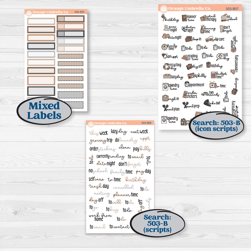 Neutral Woodland Kit | Hobonichi Cousin Weekly & Daily Planner Kit Stickers | Whispers of Hope | KIT-503-E