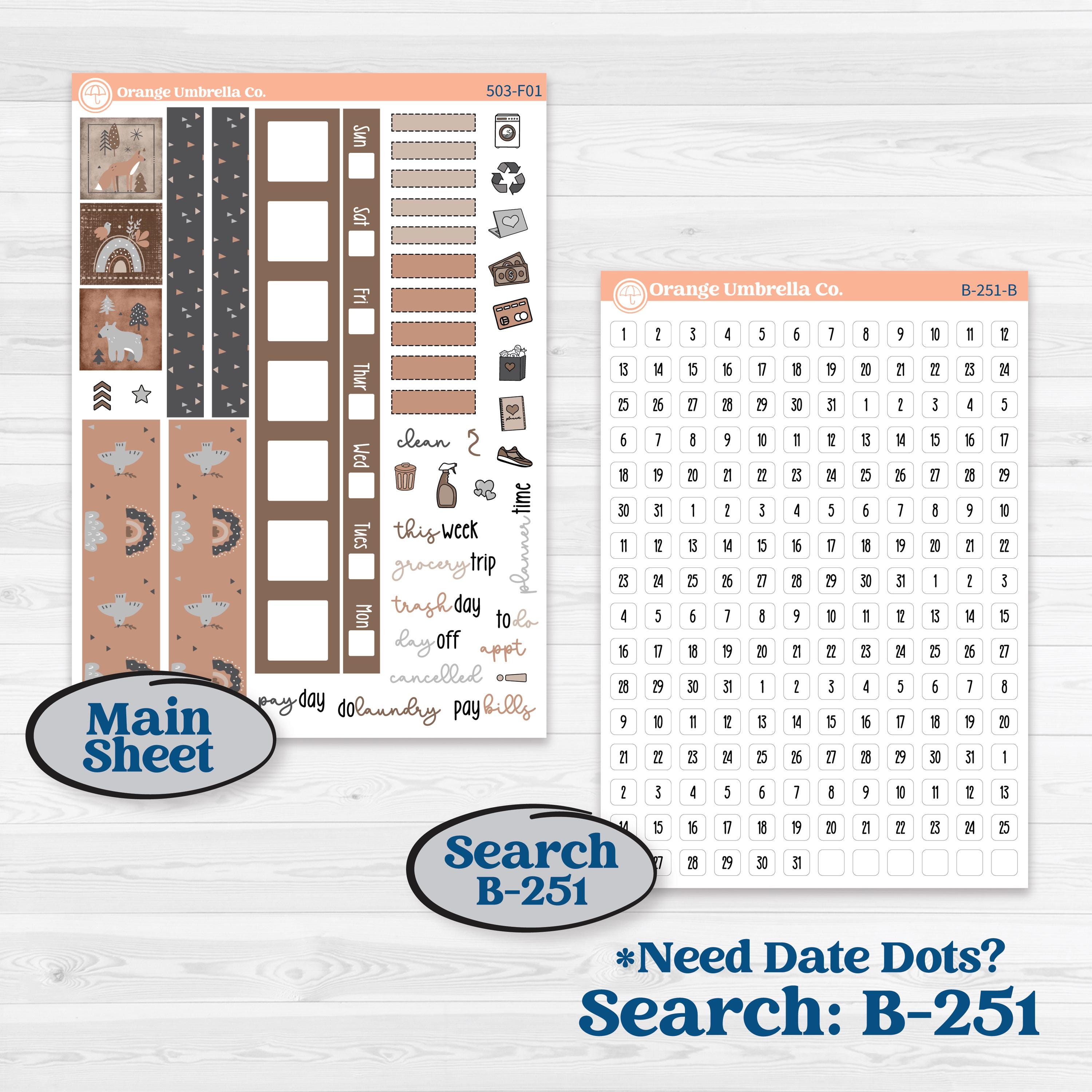 Neutral Woodland Kit | Hobonichi Weeks Weekly Planner Kit Stickers | Whispers of Hope | KIT-503-F