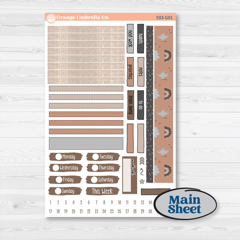 Neutral Woodland Kit | Erin Condren Weekly Dashboard Planner Kit Stickers | Whispers of Hope | KIT-503-G